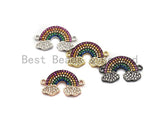 Colorful CZ Micro Pave Rainbow With Cloud Connector for Bracelet/Necklace, Cz Space Connector, Jewelry Findings,13x21mm,sku#E482