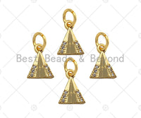 CZ Micro Pave Dainty Gold Triangle Charms, Dainty Pyramid Charms, Gold Charm Pendant, Triangle Necklace Charms,8x10mm, Sku#F1343