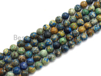 High Quality Natural Chryscolla Lapis Round Smooth Beads,6mm/8mm/10mm/12mm beads,Green Blue Brown Gemstone, 15.5inch strand, SKU#U433