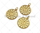 CZ Micro Pave Pyramid medallion Coin Pendant/Charm, 18k Gold medallion Charm, Necklace Bracelet Charm Pendant,18x20mm, sku#Y363