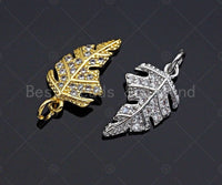 Dainty Gold Silver Leaf Charms, Dainty Charms, Gold Leaf Pendant, Leaf Bracelet Necklace Charms, 9x15mm, Sku#F1311