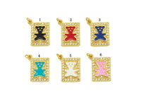 CZ Enamel Teddy Bear Charm, Sku#JL83