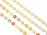 Enamel Daisy Flower Chain by Yard, sku#LS13