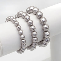 Gray MOP Round Faceted Stretchy Bracelet, Sku#EF381