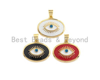 Enamel Colorful Oval Evil Eye With Eyelash Pendant,CZ Micro Pave Oil Drop pendant, Enamel Jewelry,18x21mm,sku#F1034