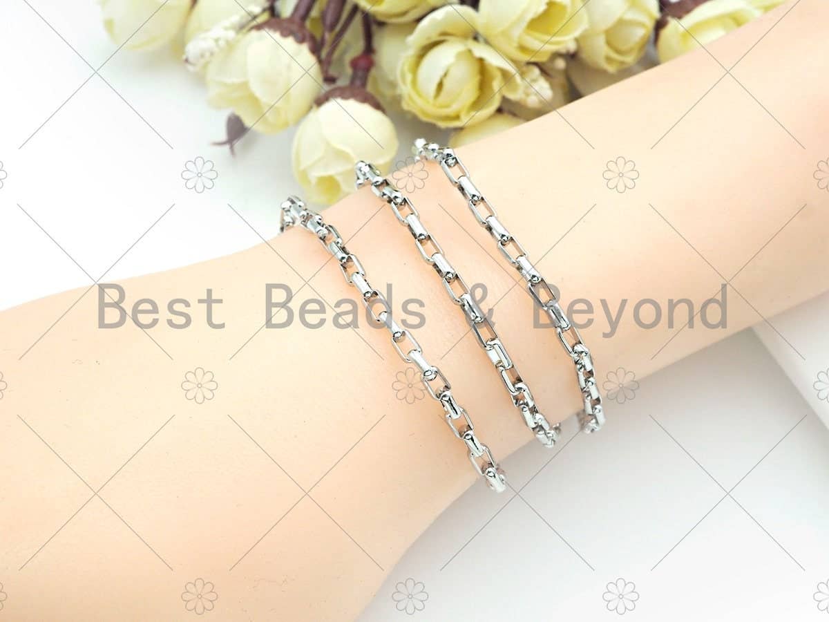 3x5mm Paperclip Rectangle Cable Chains By Yard, Gold/Black/S ...