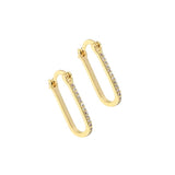 Gold Clear CZ Oval Hoop Earrings, Sku#LK780