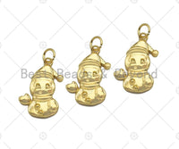 Dainty 18K Gold Cute Snowman Shape Pendant, Christmas Charm Pendant,15x20mm, Sku#LK215