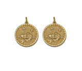 Gold Embossment Rose Medallion Charm, Sku#ZX91