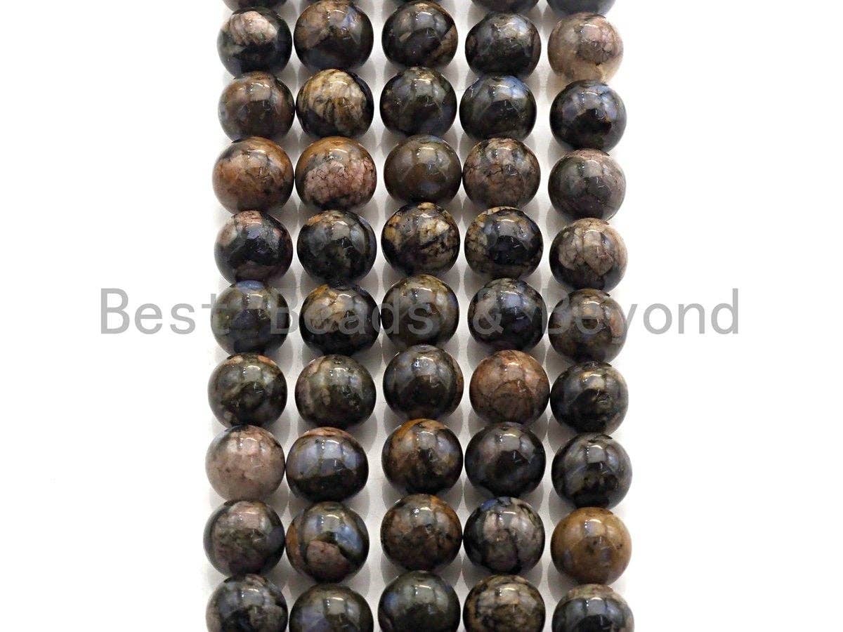 Natural Lianite Beads , Round Smooth 6mm/8mm/10mm/12mm, 15.5