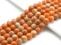 Natural Orange Calcite, 10mm Round Smooth, Natural Calcite Beads, 15.5" Full Strand, Sku#U616