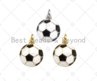 Black White Enamel Soccer Shape Pendant, Scoccer Ball pendant,Sports ball pendant,Enamel Jewelry, 12x14mm,sku#F1354