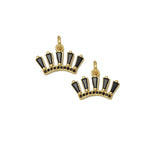 Gold Black CZ Crown Charm, Sku#LK663