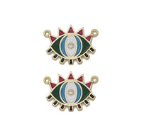 Gold CZ Enamel Evil Eye Charm, Sku#Z1464