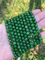 High Quality Genuine Green Diopside Round Smooth Beads, 6mm/7mm/14mm Rare Diopside Beads, 15.5'' Full Strand, SKU#U1203