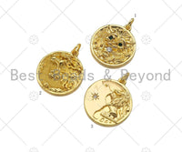 Gold Filled Embossed Lion Head Coin Pendant,18x20mm,Sku#Z1366