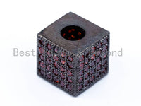 CZ Micro Pave Big Hole Cube Beads, Green/Orange/Fuchsia/Clear/Black CZ Pave Spacer Beads, 10mm, sku#G218 BestbeadsbeyondUS