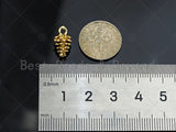 CZ Micro PaveDainty Pine Cone Charm/Pendant, 3D Pine Cone Shape Charm, Gold Pendant, Gold plated charm, 7x12mm, Sku#Y331