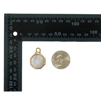 CZ Gold Mother of Pearl Round Charm, Sku#LX198