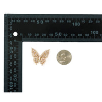 Baguette CZ Gold Silver Butterfly Charm, Sku#ZX127