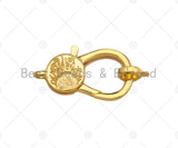Dainty Gold Lobster Clasp with Jump Ring, Fine Jewelry Clasp, Sunburst Clasp, 17x30mm,Sku#LK192