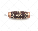 16x39mm Large Natural Tibetan Agate Barrel Shape Spacer Beads, Gold/Silver/Rose Gold Tone, Dzi Agate Spacer,Oval Tibetan Agate, sku#U1009