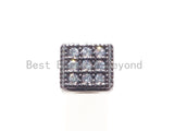 CZ Micro Pave Cube Large Hole Spacer Beads, Cubic Zirconia Spacer Beads, Gold,Silver,Rose Gold,Black Tone, 6mm,sku#G408