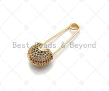 Colorful CZ Micro pave Safety Pin Lock Clasp, CZ Pave Pin Lock Clasp, Colorful Connector, 10x32mm, sku#F1171