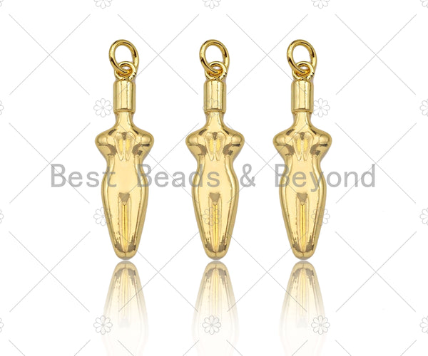 18K Dainty Gold Female Body Pendant,Female Empowerment Charm, Necklace Bracelet Charm Pendant,8x27mm, Sku#LK267