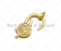 Dainty Gold Lobster Clasp with Jump Ring, Fine Jewelry Clasp, Sunburst Clasp, 17x30mm,Sku#LK192