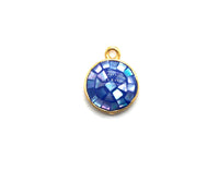 Natural Cobalt Shell Round Shape Charm, 12x10mm, Sku#Z318