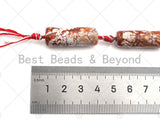 Natural Red White Agate Cylinder Spacer Beads, Tibetan Agate Spacer Beads, Tibetan Dzi Beads, 10x30mm, Sku#U1016