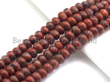 2mm Large Hole Natural Red Sesame Jasper Beads, Rondelle Smooth 6x10mm/5x8mm, 8" Long Strands, sku#U696