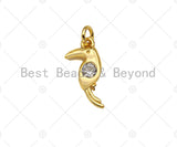 18K Gold Bird Shape Pendant,CZ Bird Charm, Necklace Bracelet Charm Pendant,6x13mm,Sku#FH153