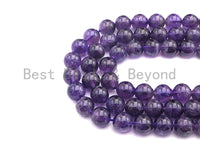 High Quality Natural Amethyst Round Beads, Round Smooth /4mm6mm/8mm/10mm/12mm Amethyst Beads, 15.5" Full Strand, sku#U527
