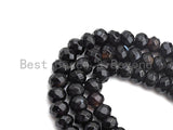 2mm Large Hole Natural Black Onyx Beads, Rondelle Faceted 5x8mm, 8" Long Strands, sku#U730