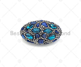 Lapis Peridot Black Pave Rhinestone Crystal Oval Connetor Beads, Natural Stone Spacer Beads, 27x45mm,Sku#V96