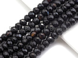 2mm Large Hole Natural Black Onyx Beads, Rondelle Faceted 5x8mm, 8" Long Strands, sku#U730
