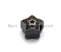 Black CZ Pave On Black Micro Pave Hollow Puffy Star Spacer Beads , Cubic Zirconia Five Star Beads, Spacer Beads, 10mm, sku#C96 BestbeadsbeyondUS