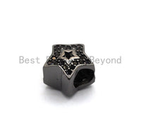 Black CZ Pave On Black Micro Pave Hollow Puffy Star Spacer Beads , Cubic Zirconia Five Star Beads, Spacer Beads, 10mm, sku#C96 BestbeadsbeyondUS