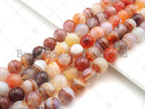 Natural Milky Peach Color Banded Agate Beads, 6mm/8mm/10mm/12mm Round Smooth Agate , 15.5" Full Strand, Sku#UA110