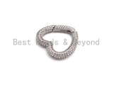 NEW STYLE!!! Fully CZ Micro Pave Heart Carabiner Clasp with Easy Open Spring, Heart Spring Snap Clasp, 26x28mm, sku#H259