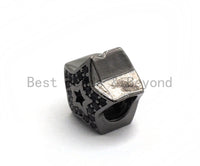 Black CZ Pave On Black Micro Pave Hollow Puffy Star Spacer Beads , Cubic Zirconia Five Star Beads, Spacer Beads, 10mm, sku#C96 BestbeadsbeyondUS