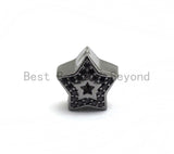 Black CZ Pave On Black Micro Pave Hollow Puffy Star Spacer Beads , Cubic Zirconia Five Star Beads, Spacer Beads, 10mm, sku#C96 BestbeadsbeyondUS