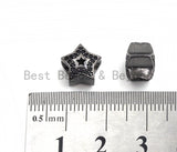 Black CZ Pave On Black Micro Pave Hollow Puffy Star Spacer Beads , Cubic Zirconia Five Star Beads, Spacer Beads, 10mm, sku#C96 BestbeadsbeyondUS