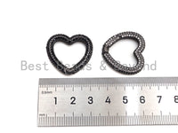 NEW STYLE!!! Fully CZ Micro Pave Heart Carabiner Clasp with Easy Open Spring, Heart Spring Snap Clasp, 26x28mm, sku#H259