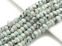 2mm Large Hole Natural KIwi Agate Beads, Rondelle Faceted 5x8mm, 8" Long Strands, sku#U732