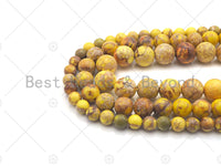 High Quality Yellow Sea Sediment Imperial Jasper Beads, 6mm/8mm/10mm/12mm Round Smooth Imperial Japser, 15.5'' Full Strand, SKU#UA172