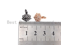 Cute CZ Micro Pave Lotus Flower Shaped Pendant/Charm, Yoga Cubic Zirconia Pendant Charm, 11mm,sku#Z793