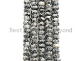 2mm Large Hole Natural Sesame Jasper Beads, Rondelle Smooth 6x10mm/5x8mm, 8" Long Strands, sku#U700